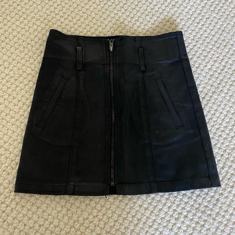 CARMAR Black Waxed Denim skirt! From LF! NWT!!